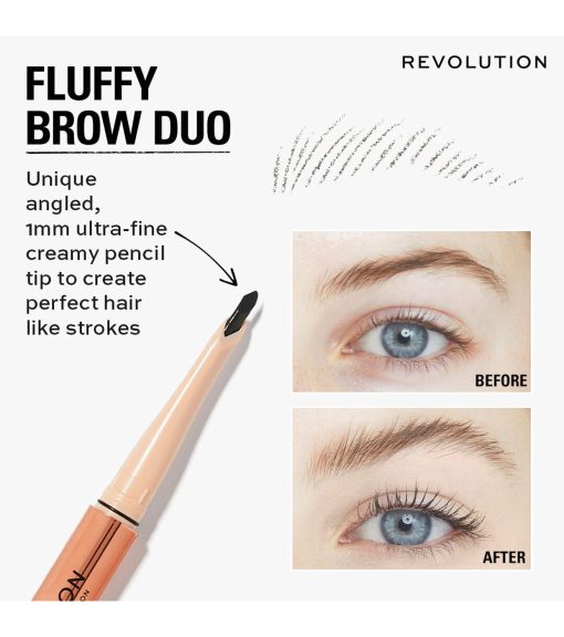 Revolution - Lápiz de cejas Fluffy Brow Filter Duo - Ash Brown - Image 7