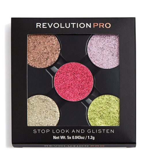 Revolution Pro - Pack de 5 sombras de ojos Glitter en godet magnéticas - Stop Look and Glisten - Image 2