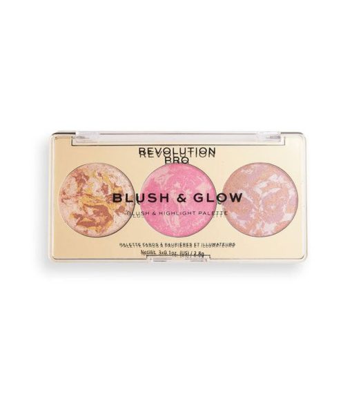 Revolution Pro - Paleta de iluminador y colorete Blush and Glow - Rose Glow