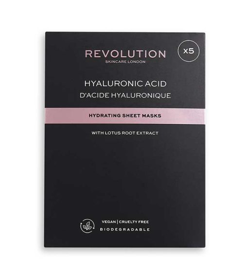 Revolution Skincare - Pack de 5 mascarillas hidratantes con ácido hialurónico