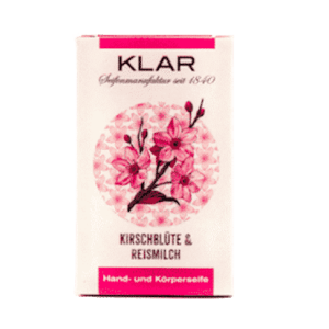 Seife mit Kirschblüte und Reismilch – ohne Palmöl – Cosmos zertifiziert – Klar 100 g
